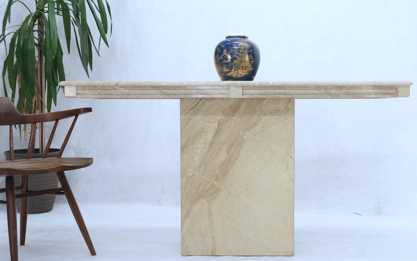 Polished Travertine Five Feet Long Wall Console Sofa Table For Sale 1