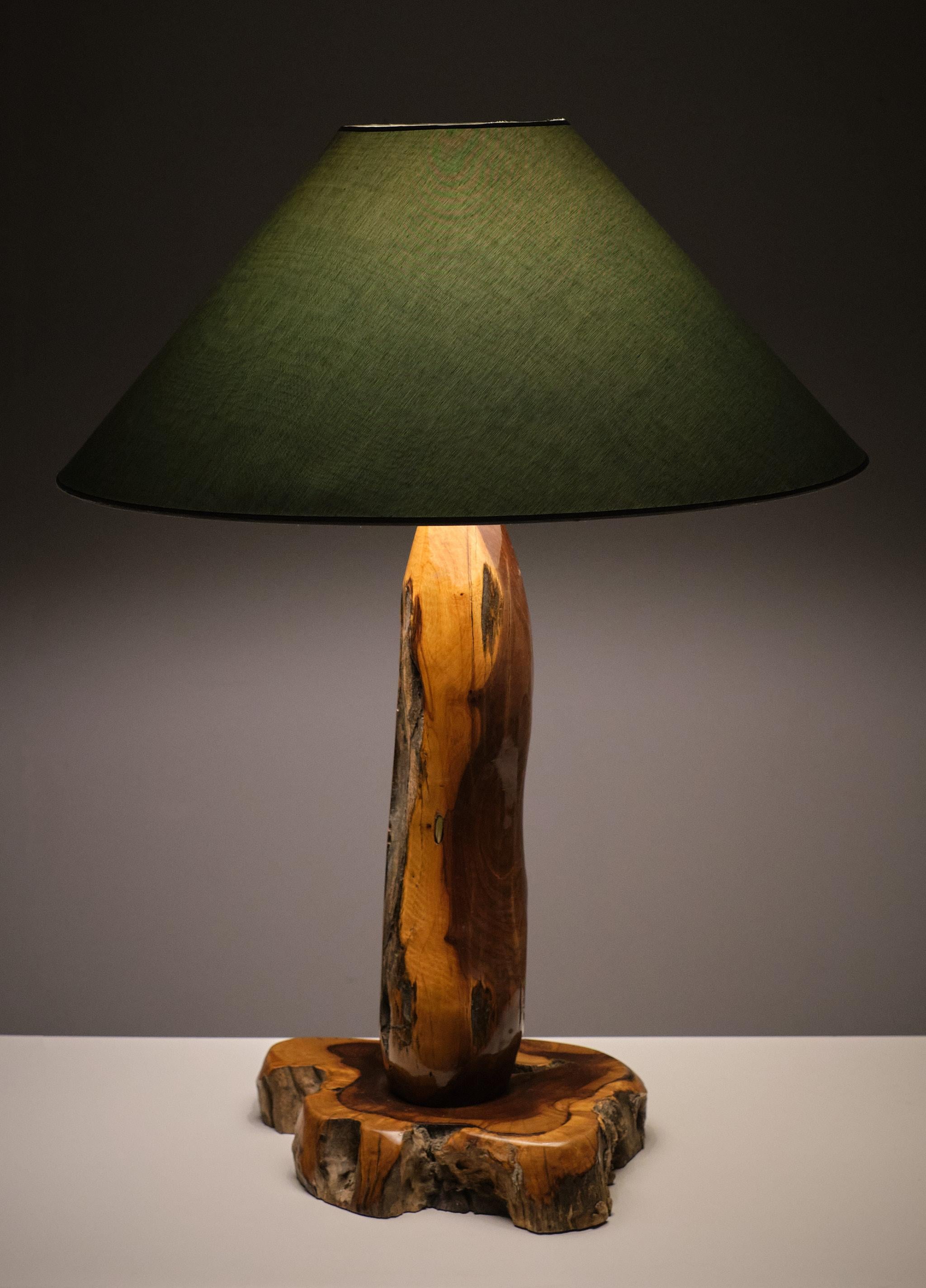 Tischlampe aus poliertem Baumstamm . 1970er Jahre  (Ende des 20. Jahrhunderts) im Angebot