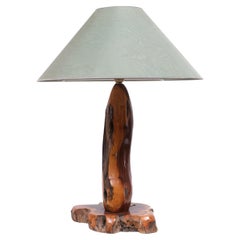 Vintage Polished Tree Trunk Table Lamp, 1970s