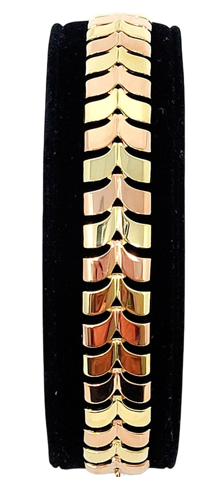 Polished Two-Tone 14 Karat Yellow and Rose Gold Chevron Style Link