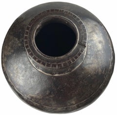Polished Vintage Indian Metal Vase or Pot with Weathered Patina