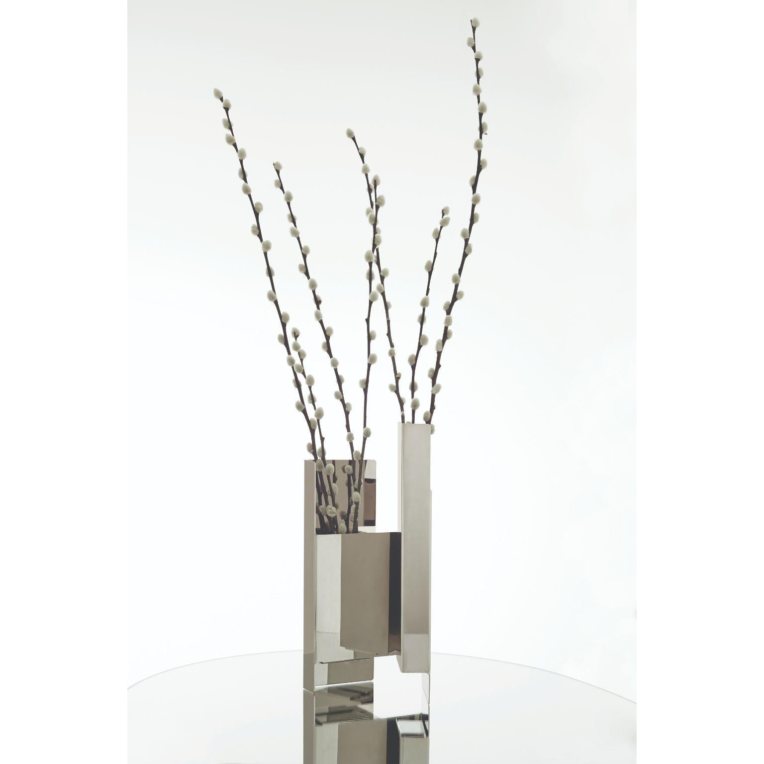Polished White Nickel Fugit Vase by Mason Editions 5