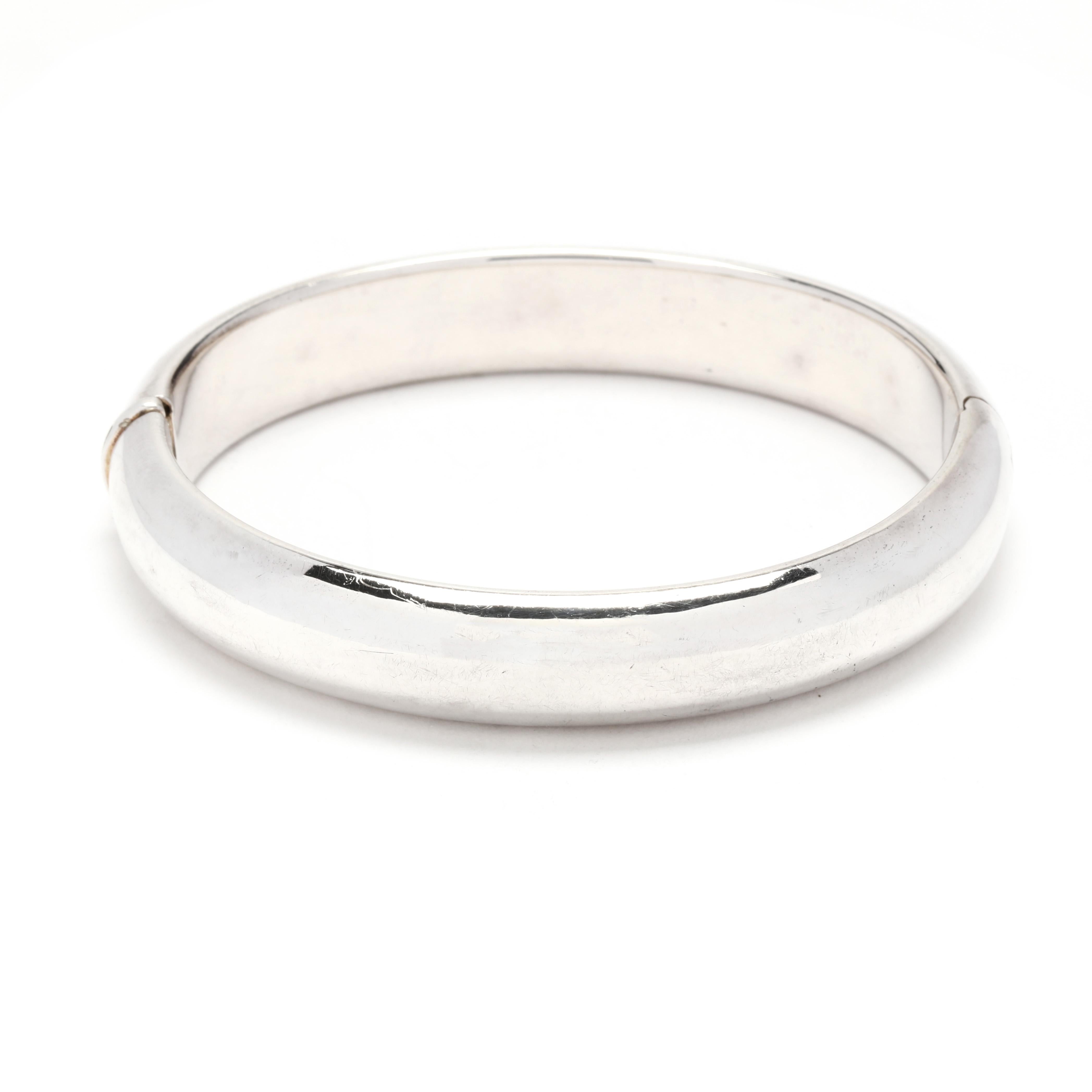 Pulsera brazalete ancha con bisagra de plata pulida, Plata de ley 2