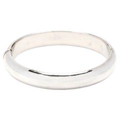 Pulsera brazalete ancha con bisagra de plata pulida, Plata de ley