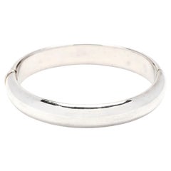 Retro Polished Wide Hinged Silver Bangle Bracelet, Sterling Silver