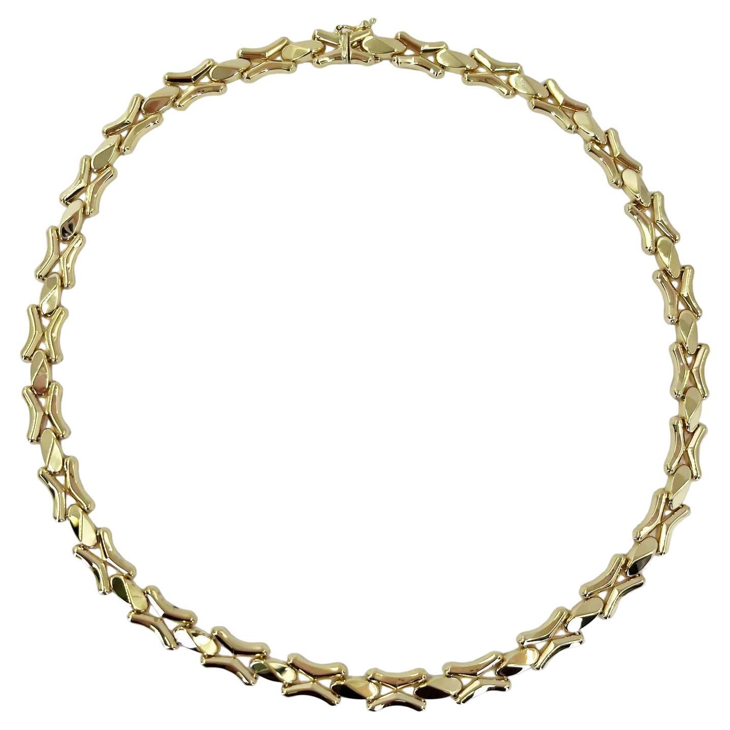 Polished Yellow Gold Link Collar Necklace For Sale