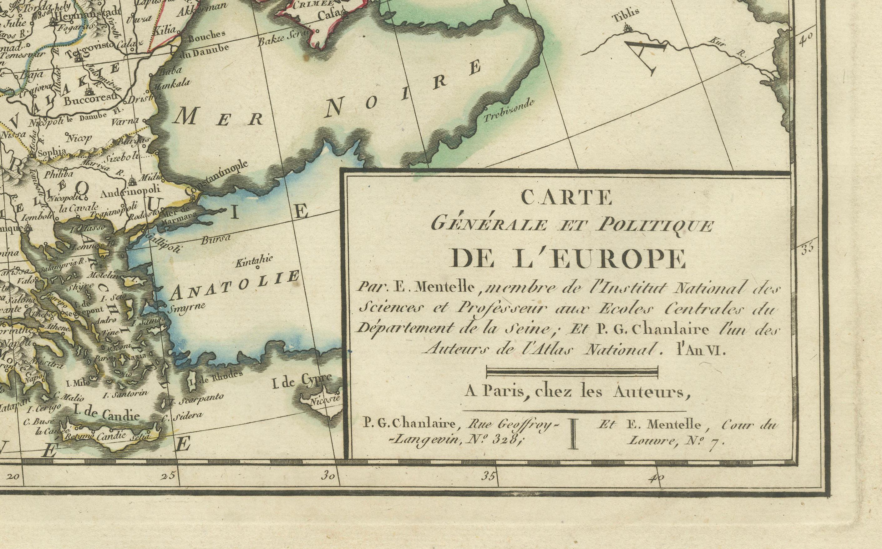 Gravé Carte politique d'Europe : début du 19e siècle, tirée du Tardieu Atlas de 1802 en vente
