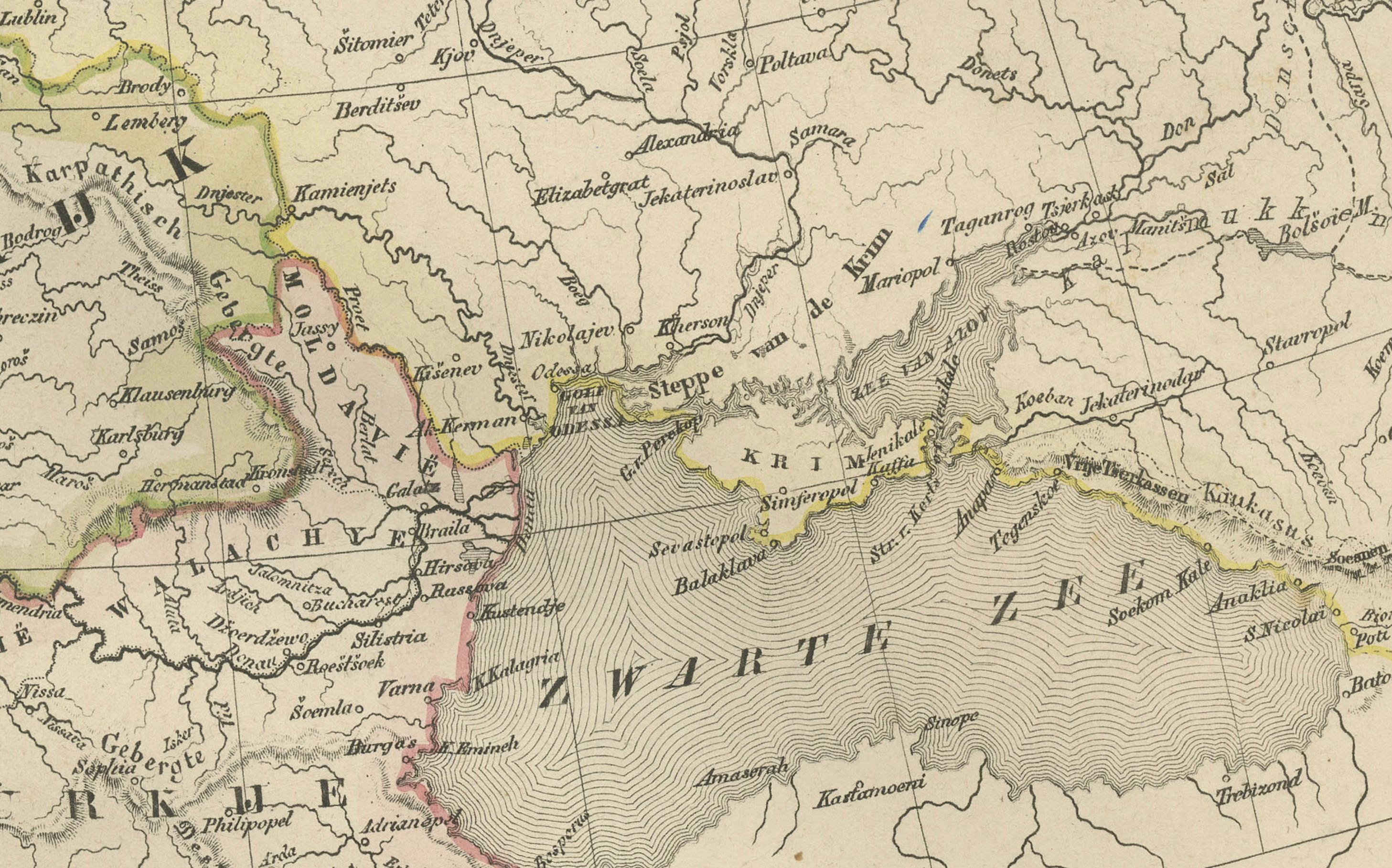 Mapa político de Europa - Nieuwe Hand-Atlas de Frijlink & van Otterloo, 1876 Holandés en venta