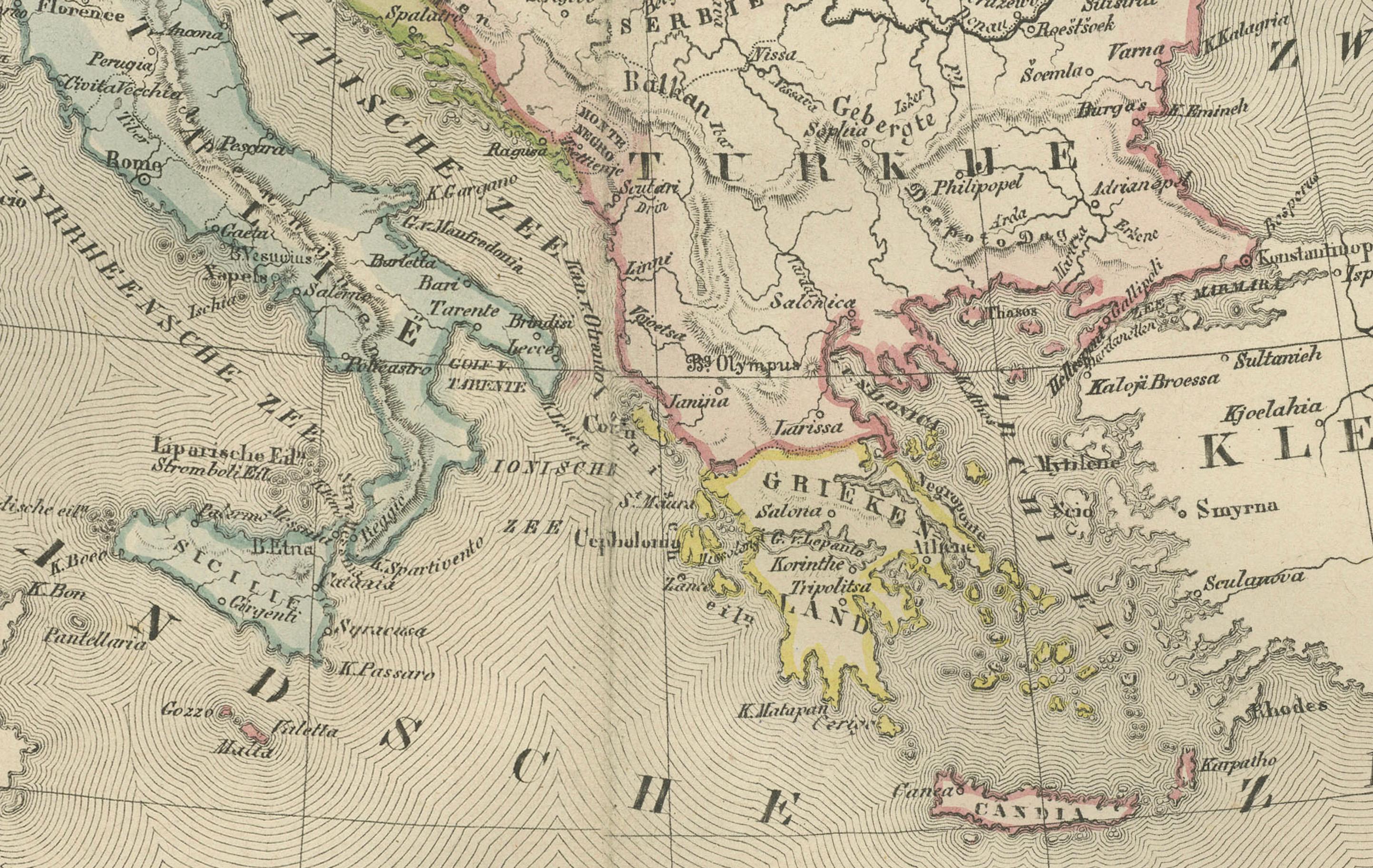 Mapa político de Europa - Nieuwe Hand-Atlas de Frijlink & van Otterloo, 1876 en Bueno estado para la venta en Langweer, NL