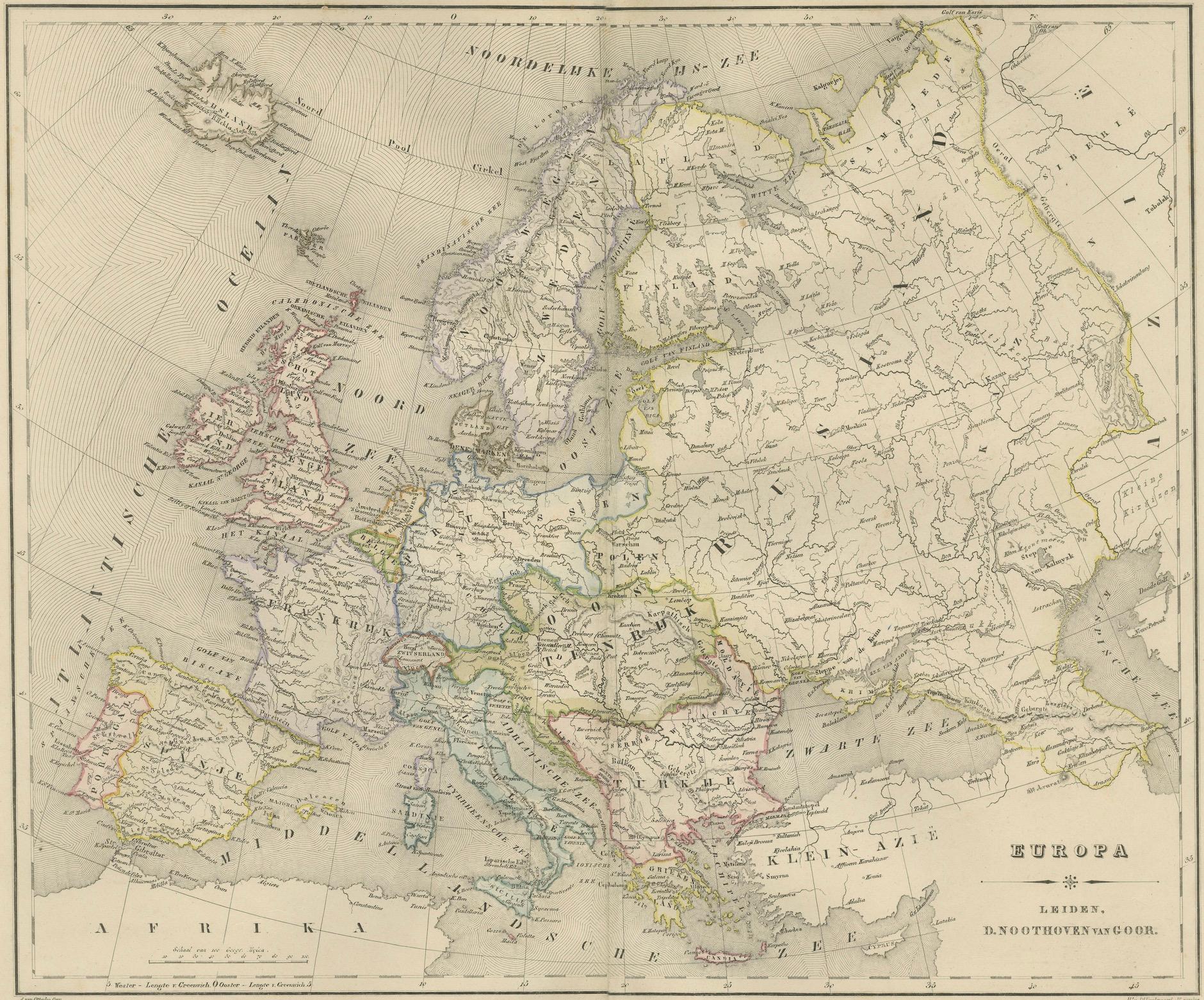 Mapa político de Europa - Nieuwe Hand-Atlas de Frijlink & van Otterloo, 1876 en venta 3