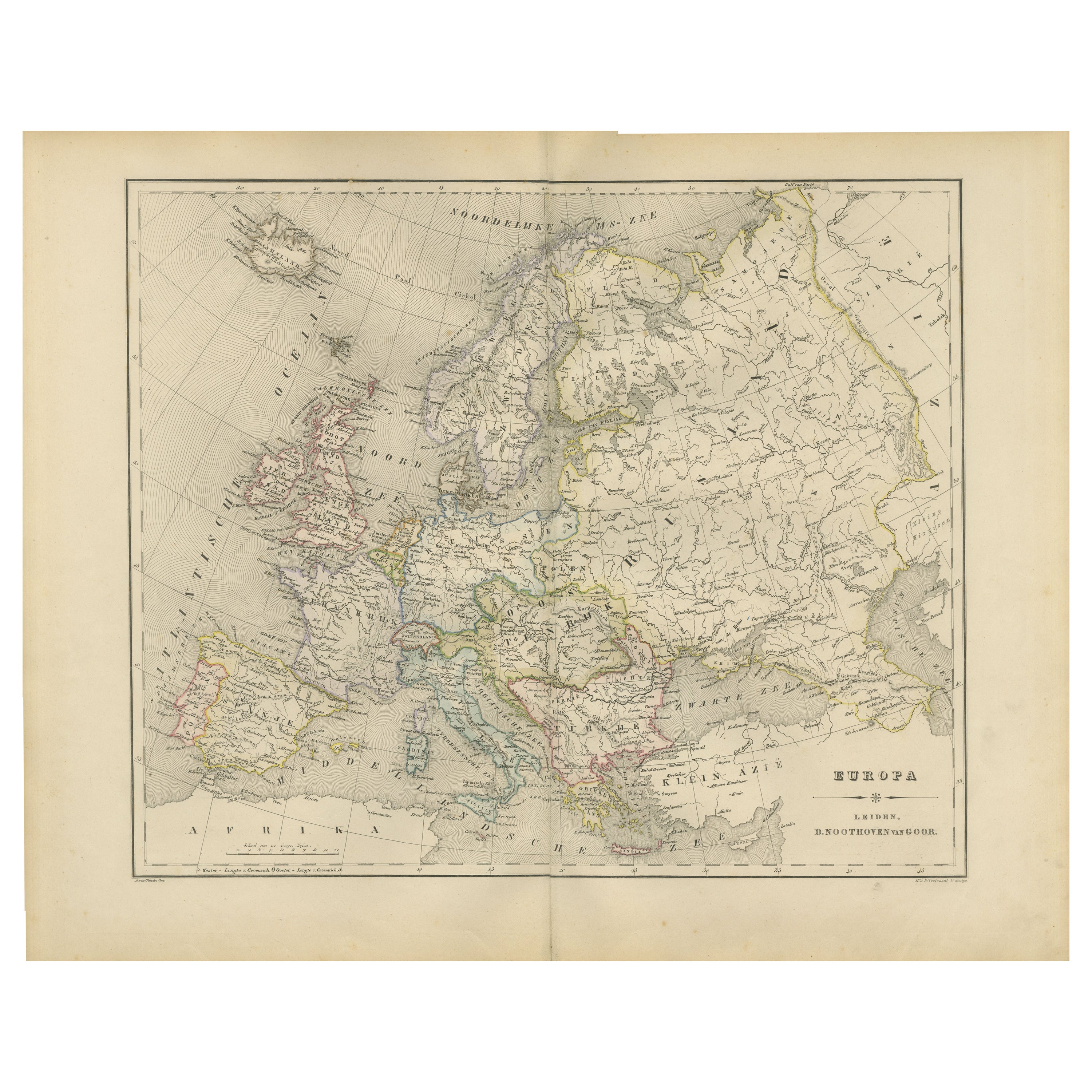 Political Map of Europe – Nieuwe Hand-Atlas by Frijlink
van Otterloo, 1876