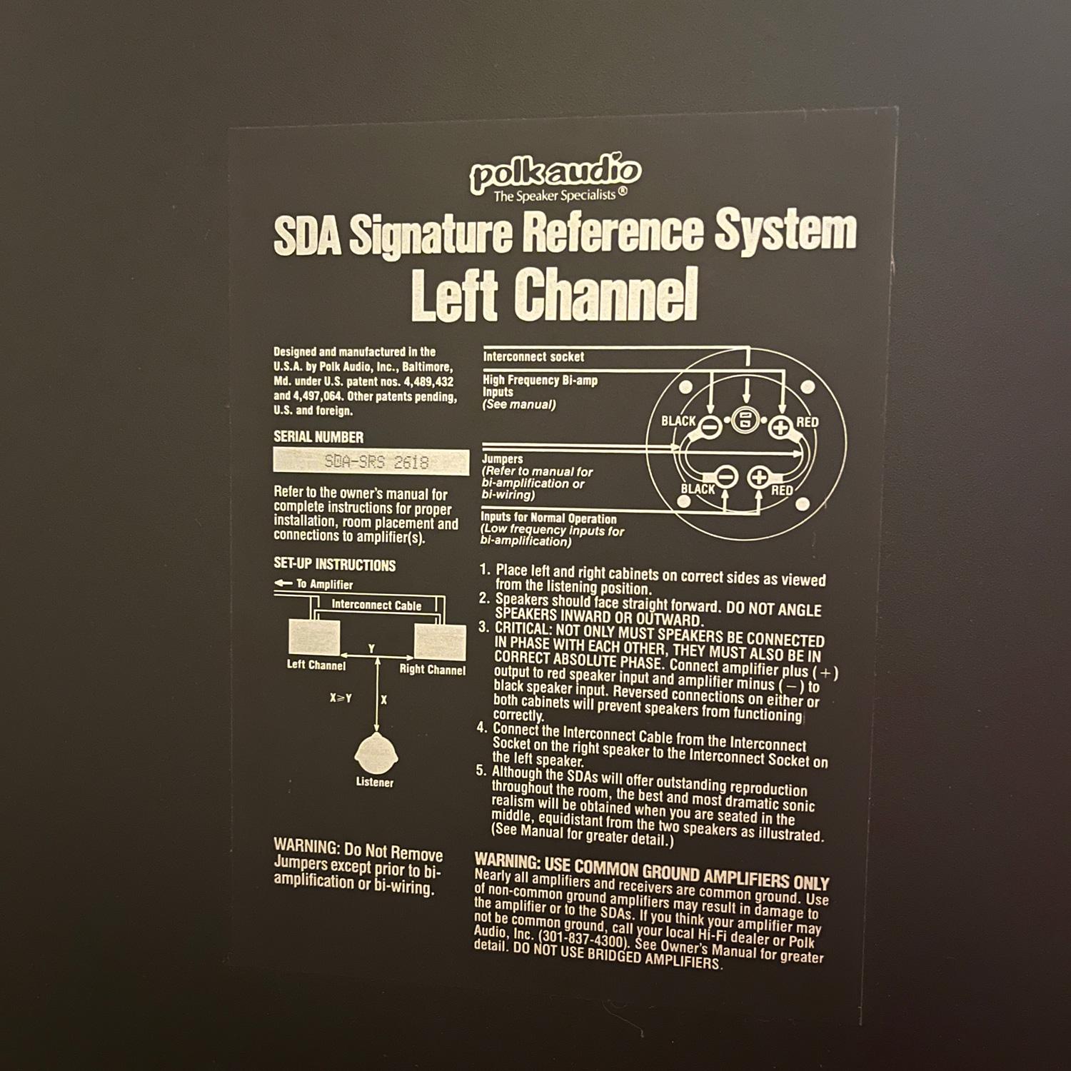 Polk Audio SDA SRS Speakers with Isophase Crossover and Interconnect Cable 5