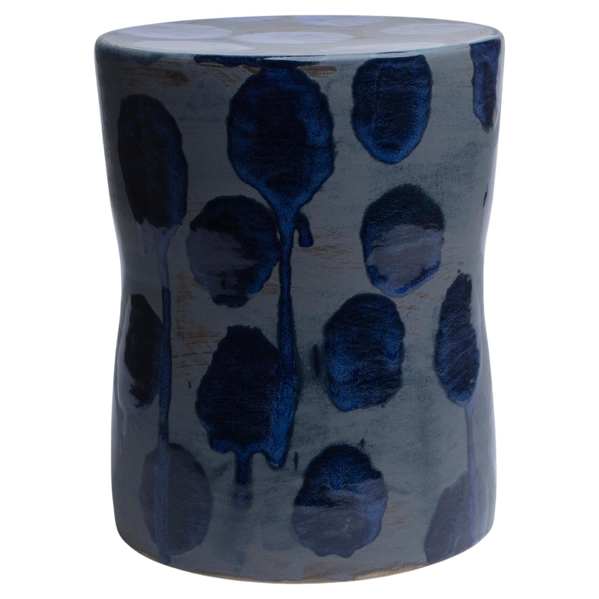 Polka 01 Glazed Stoneware Stool by Pascale Girardin