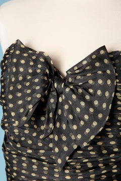 Polka dot chiffon bustier dress with chiffon bow Lanvin