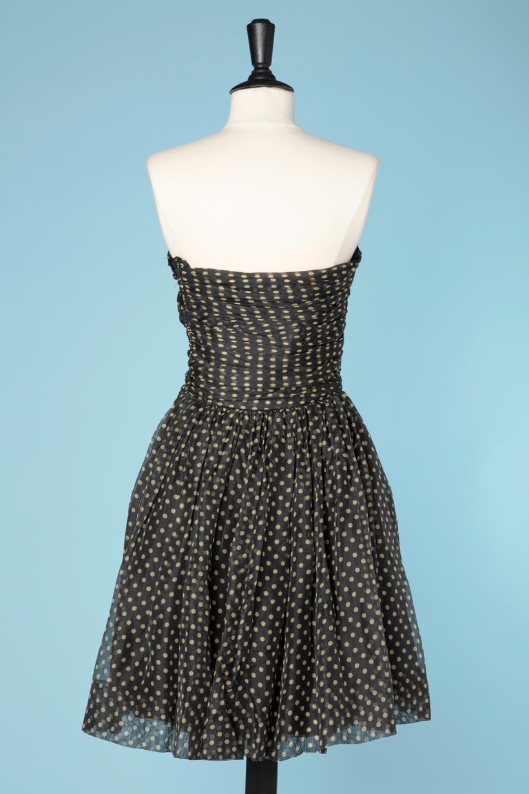 Polka dot chiffon bustier dress with chiffon bow Lanvin  In Excellent Condition For Sale In Saint-Ouen-Sur-Seine, FR