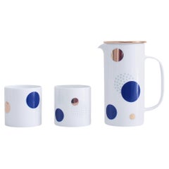 Polka Dot Chinese Linglong Porcelain 1 Teapot & 2 Cups Series