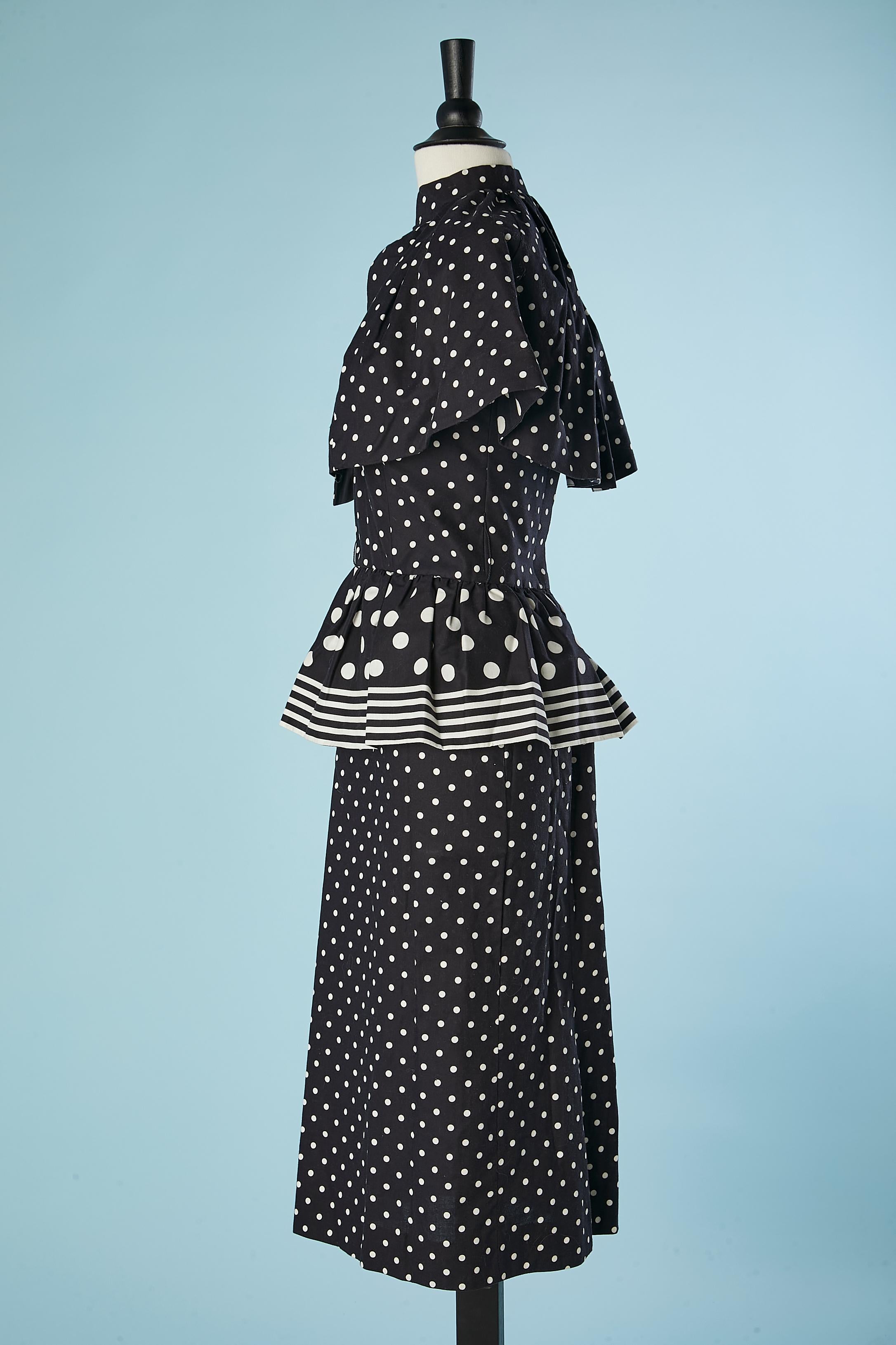 Women's Polka dot cotton bustier dress and cape ensemble Victor Costa 