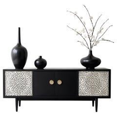 Console multimédia noire et blanche à incrustation de pois