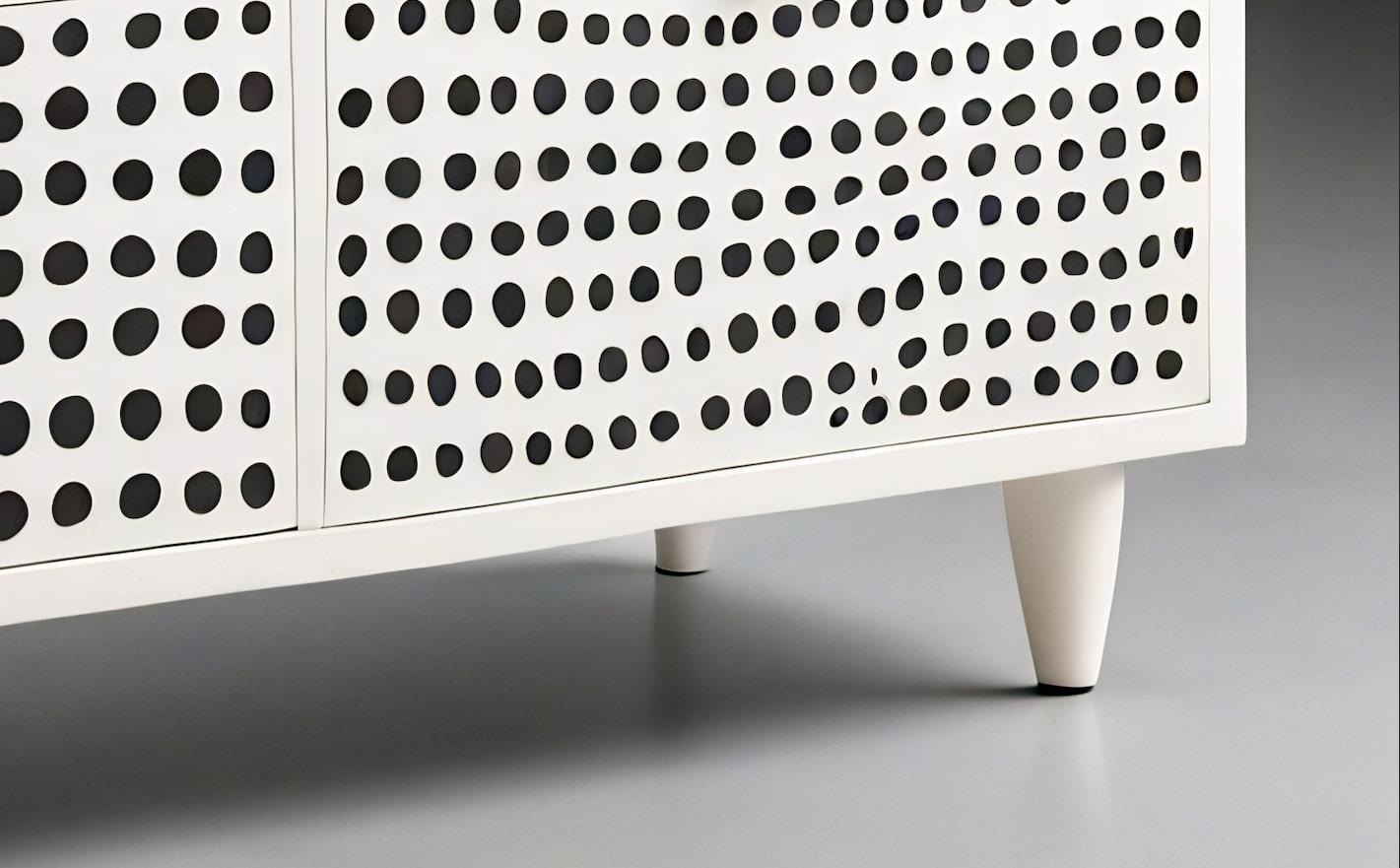 Contemporary Polka Dot Inlay White Media Console For Sale