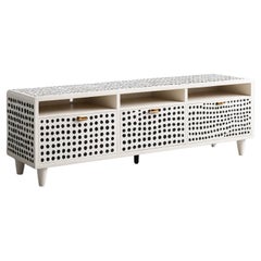 Console multimédia blanche à incrustation de pois