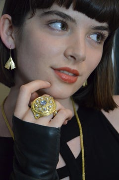 Polka Dot Mandala, a Kent Raible Hand Ornament 18K Gold, Platinum Cocktail Ring