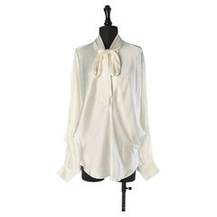 Polka-dot off-white silk jacquard blouse with bow tie ALEXANDRE VAUTHIER