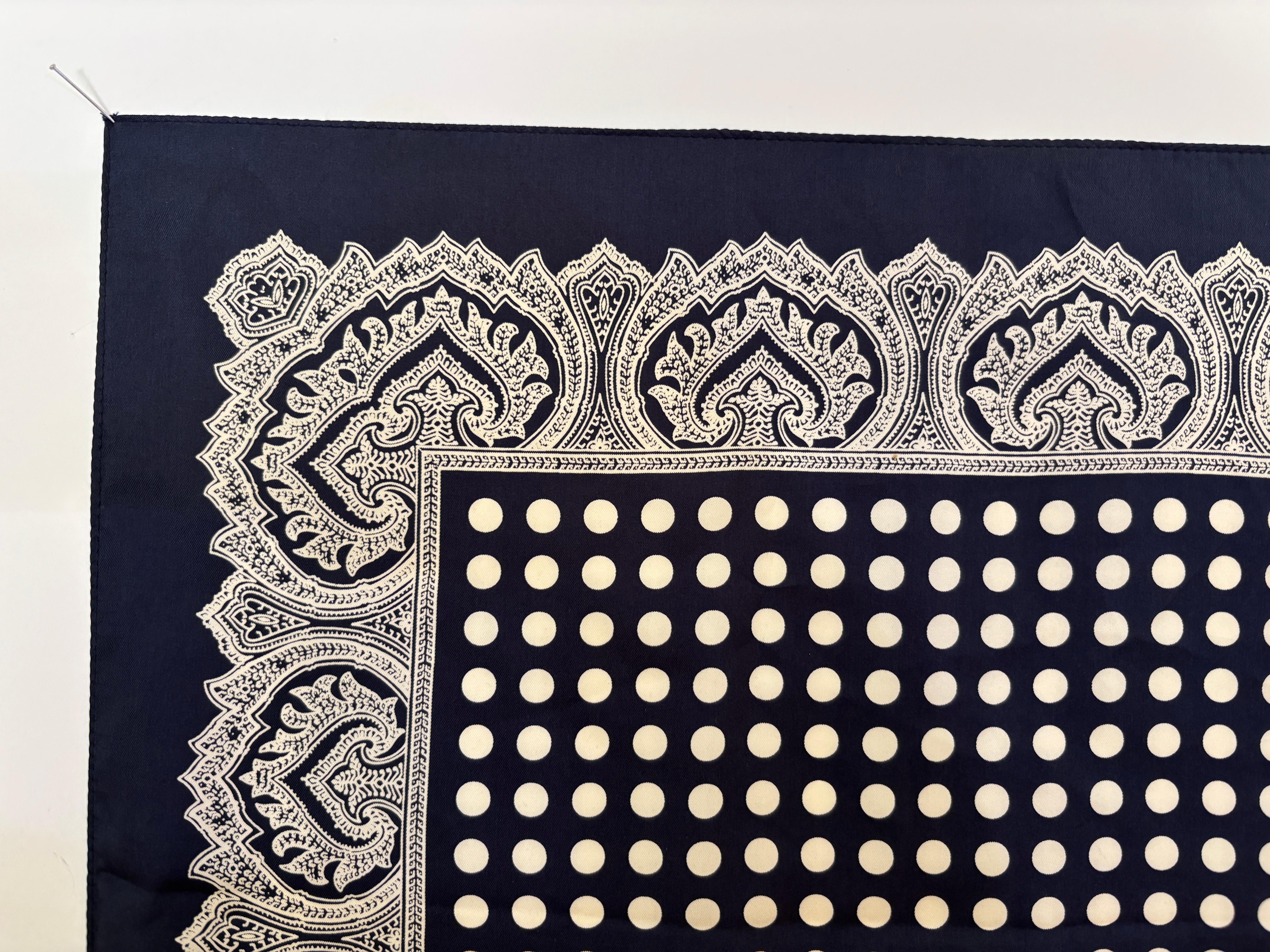 Gray Polka Dot Silk Black White Silk Scarf Pocket Square Handkerchief For Sale