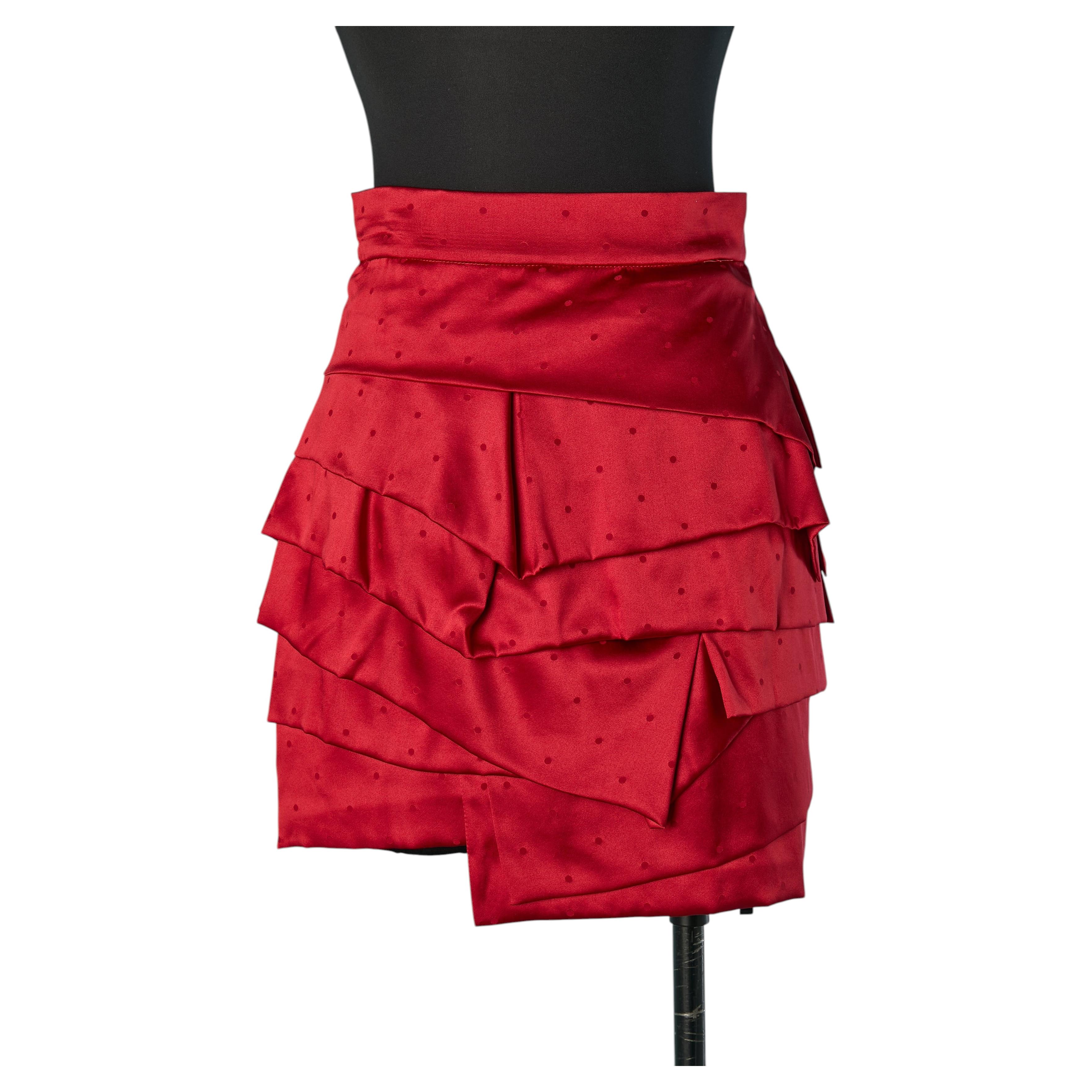 Polka dot silk jacquard mini skirt with ruffle ALEXANDRE VAUTHIER COUTURE For Sale