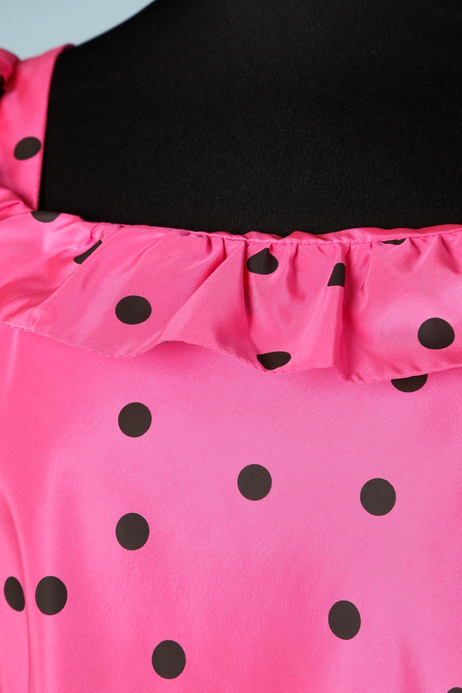Pink silk taffetas dress with black polka dress Nina Ricci ( ligne 
