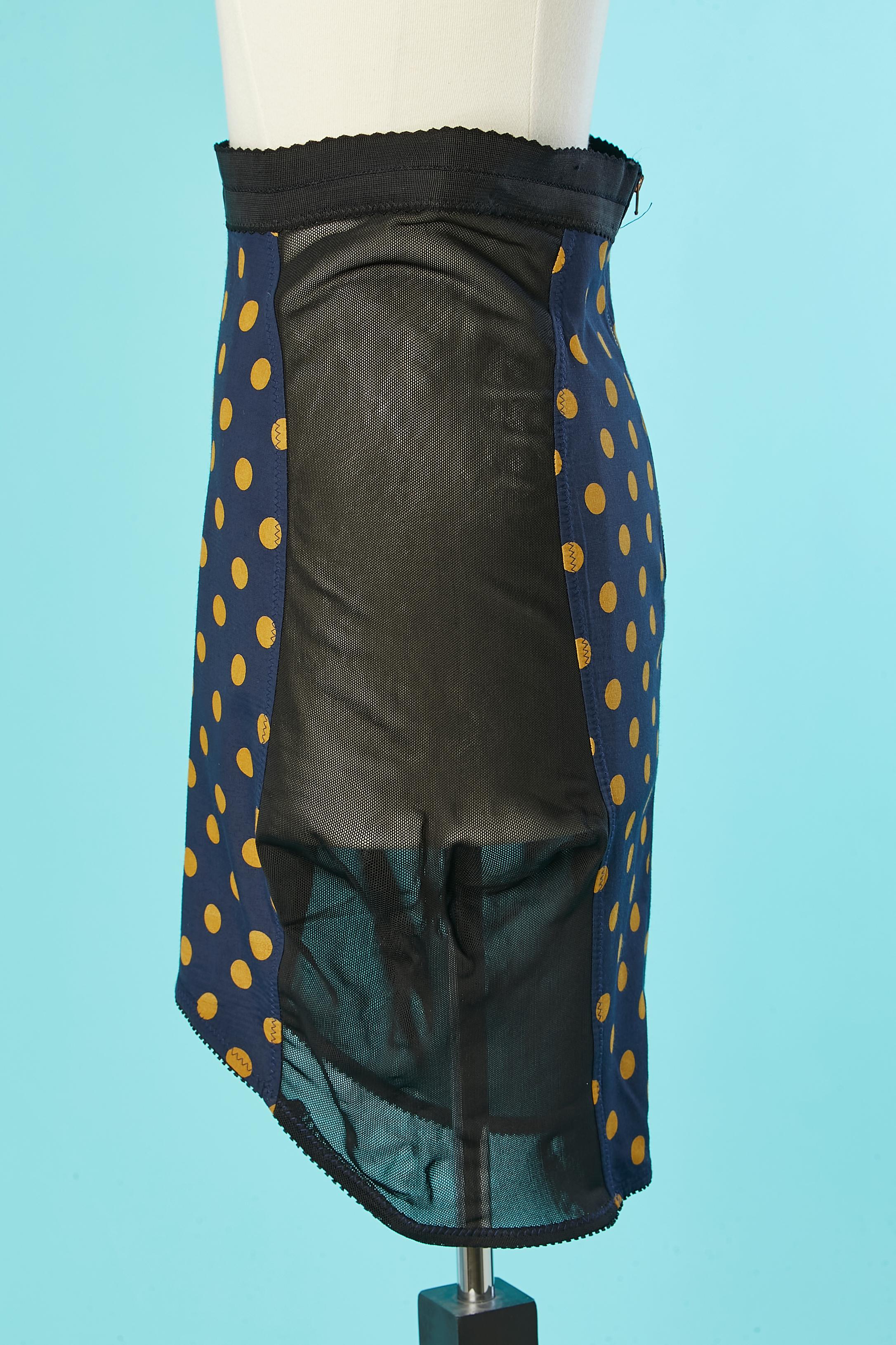 Black Polka dots sheath-skirt see-through on the side Gaultier Junior Circa 1990's  For Sale