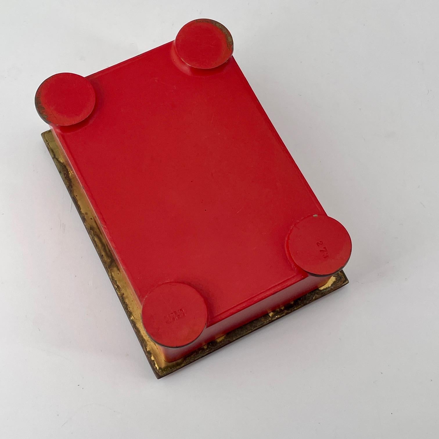 Polkadot Brass Trinket Cigarette Jewelry Box Red Deco Aubock Werkstatte Style  For Sale 4