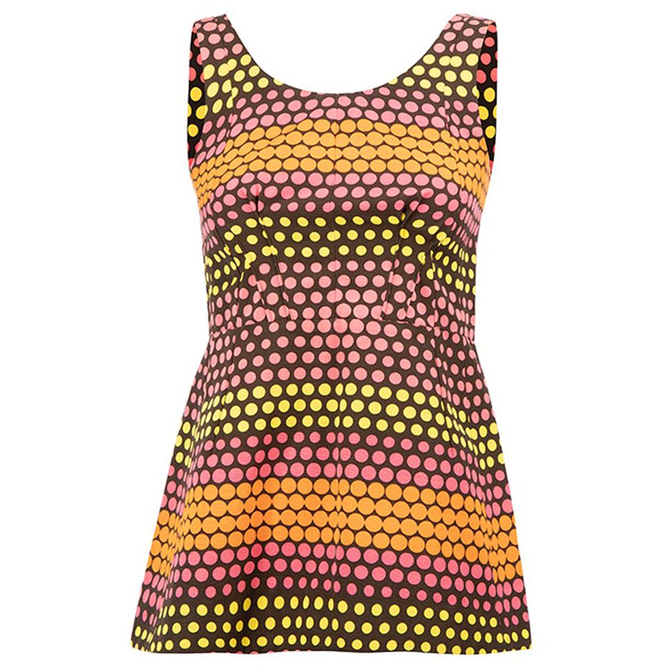 Top péplum sans manches imprimé Polkadot Taille S en vente