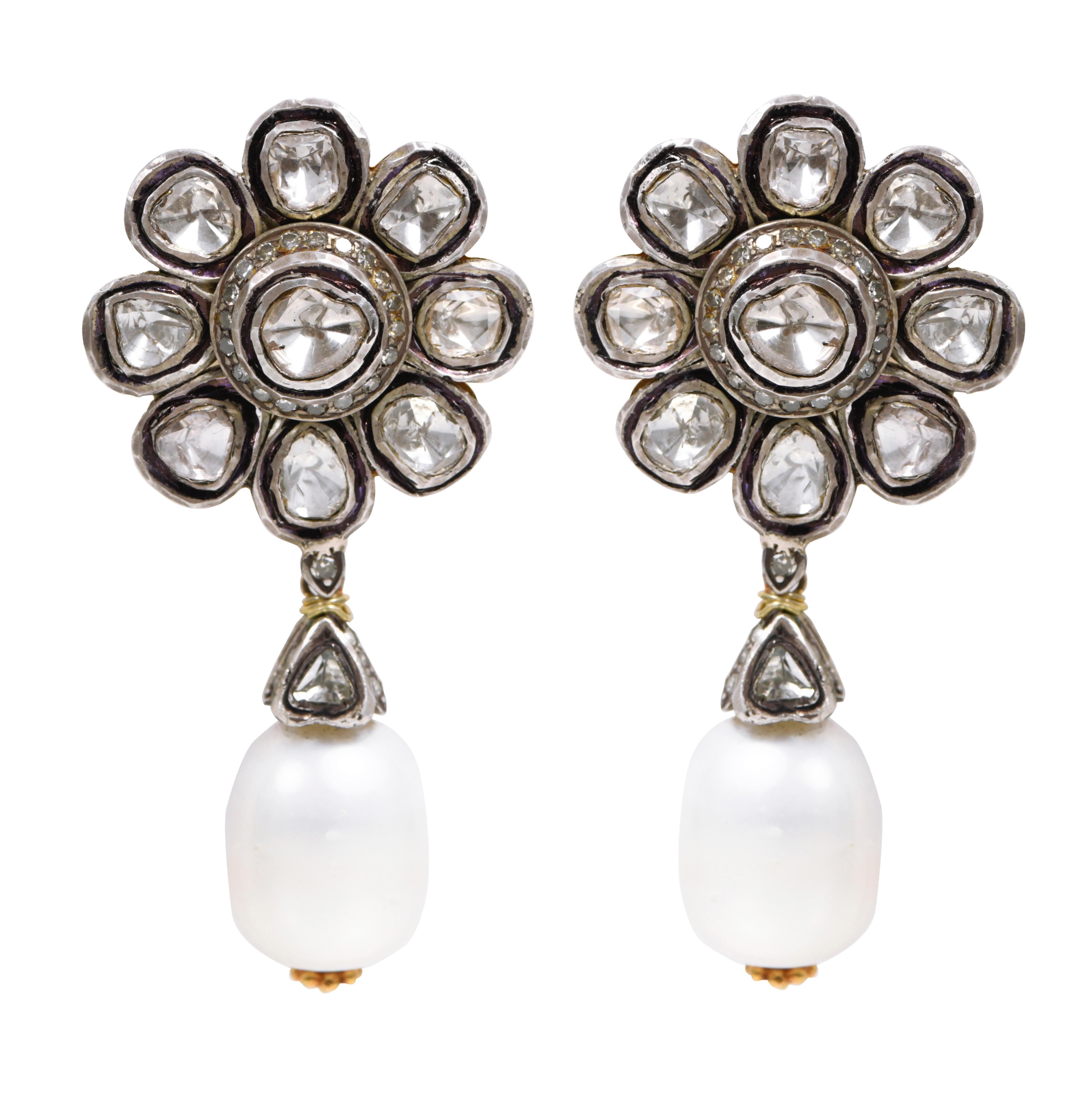 art deco inspired floral drop earrings