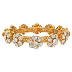 Polki Diamond Bangle 925 Sterling Silver for Gift Victorian design