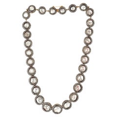 Single Line Polki Diamond Necklace With Graduating Diamod Size In Silver & Gold