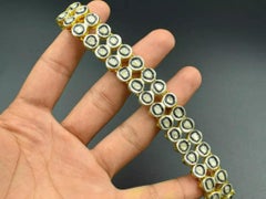 Bracciale a doppia linea con diamanti Polki in argento 925