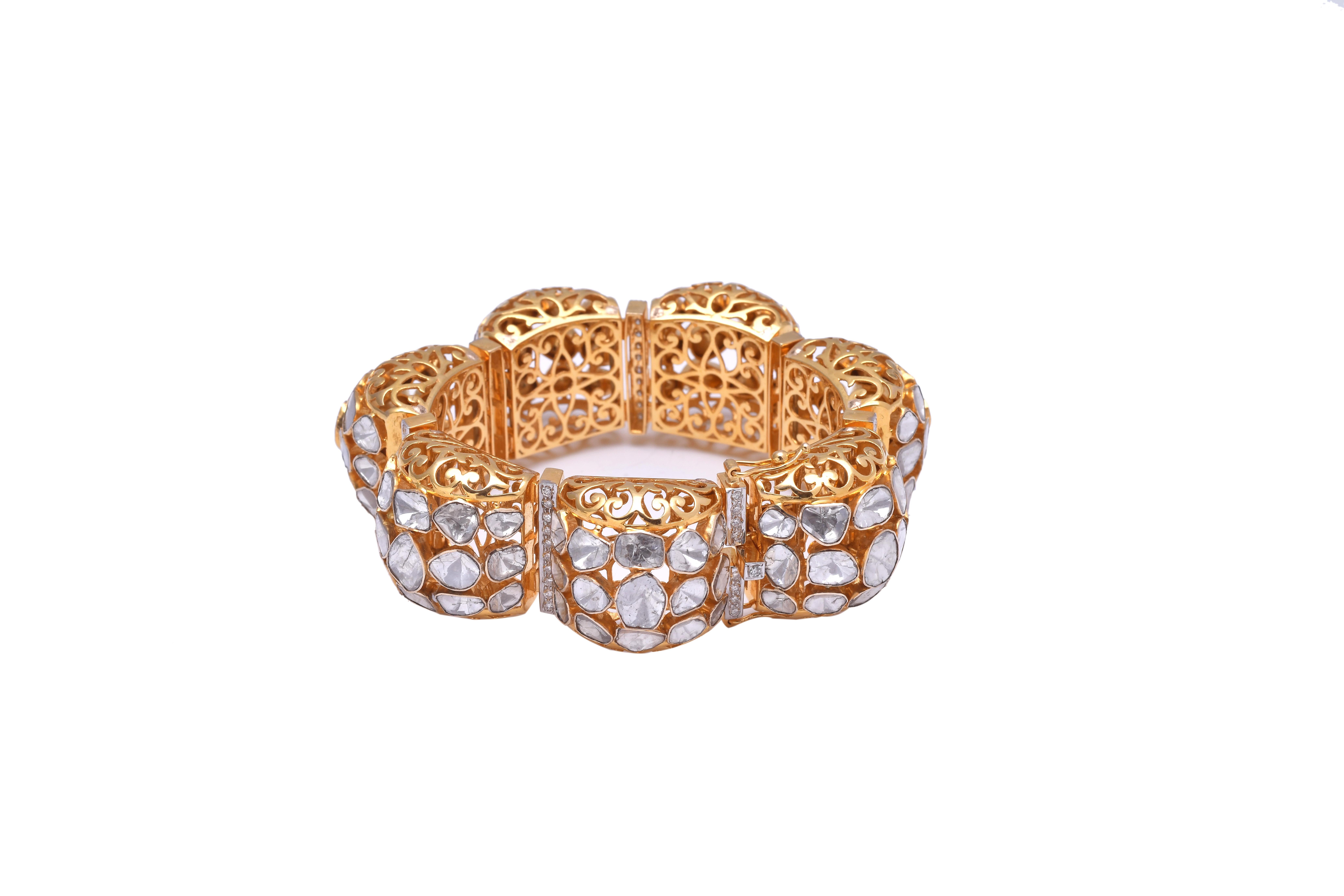 Polki diamond gold 14k bracelet