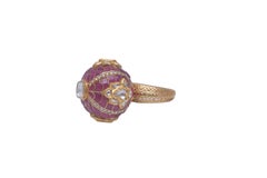 Natural 1.42cts Polki, 0.76cts Rose cut Diamond & 25.22cts Stone Ring in 18 Gold