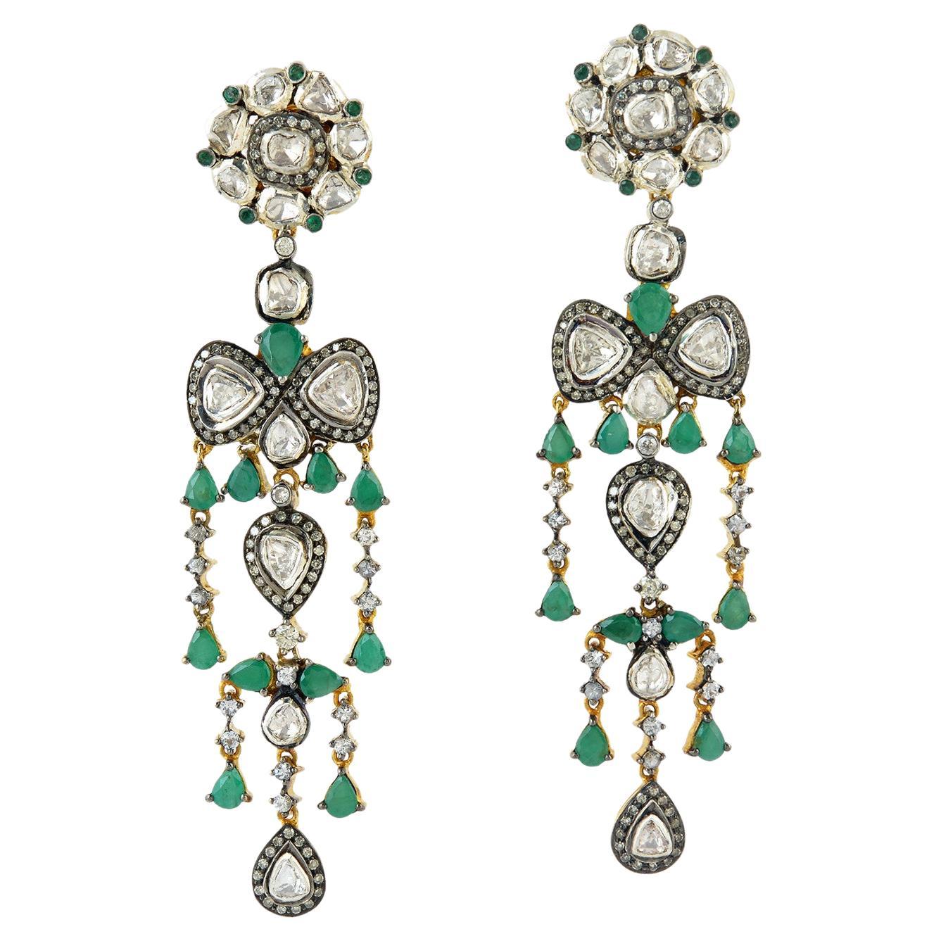 Sylvie Corbelin Moonstone and Diamond Chandelier Earrings in 18K Gold ...