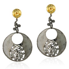 Polki Diamonds Enamel Dangle Earring Made In 18k Gold & Silver