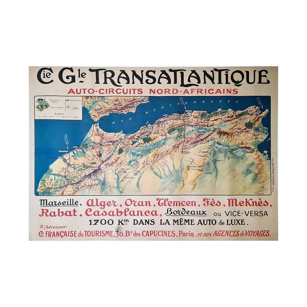 Circa 1920 travel poster by Pollacchi for Compagnie Générale Transatlantique For Sale 3
