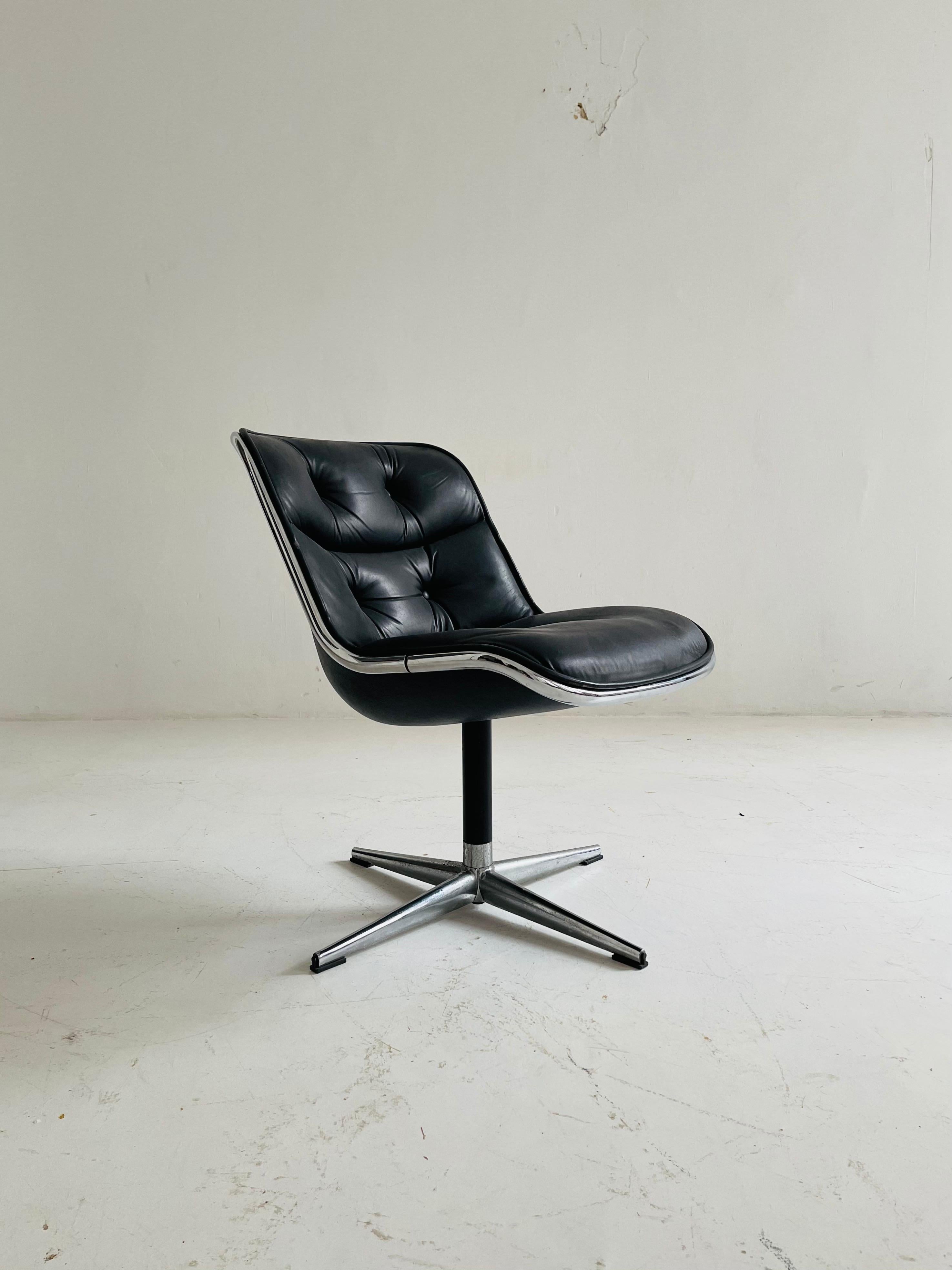 Pollack Executive Chair by Charles Pollack for Knoll Set of Six Leather, 1960s For Sale 4
