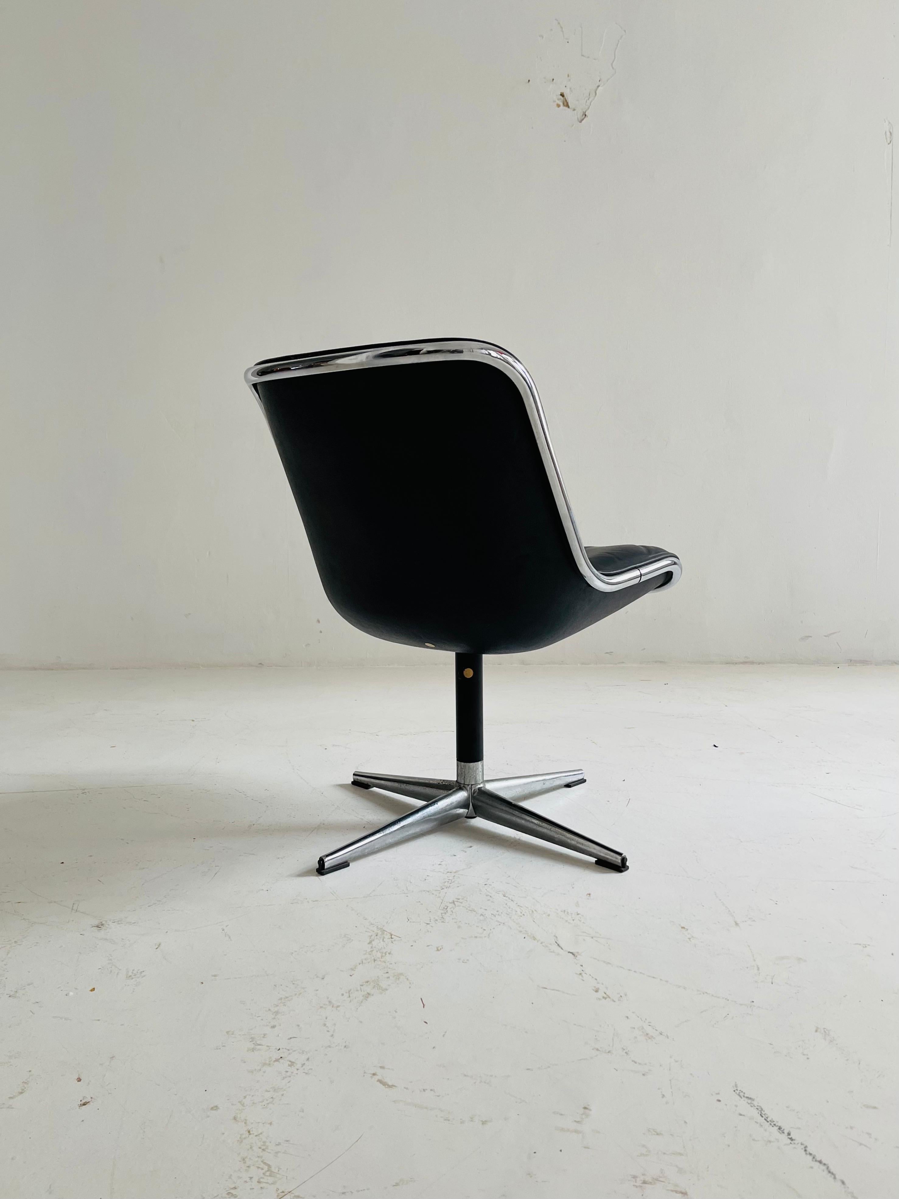 Pollack Executive Chair by Charles Pollack for Knoll Set of Six Leather, 1960s For Sale 5