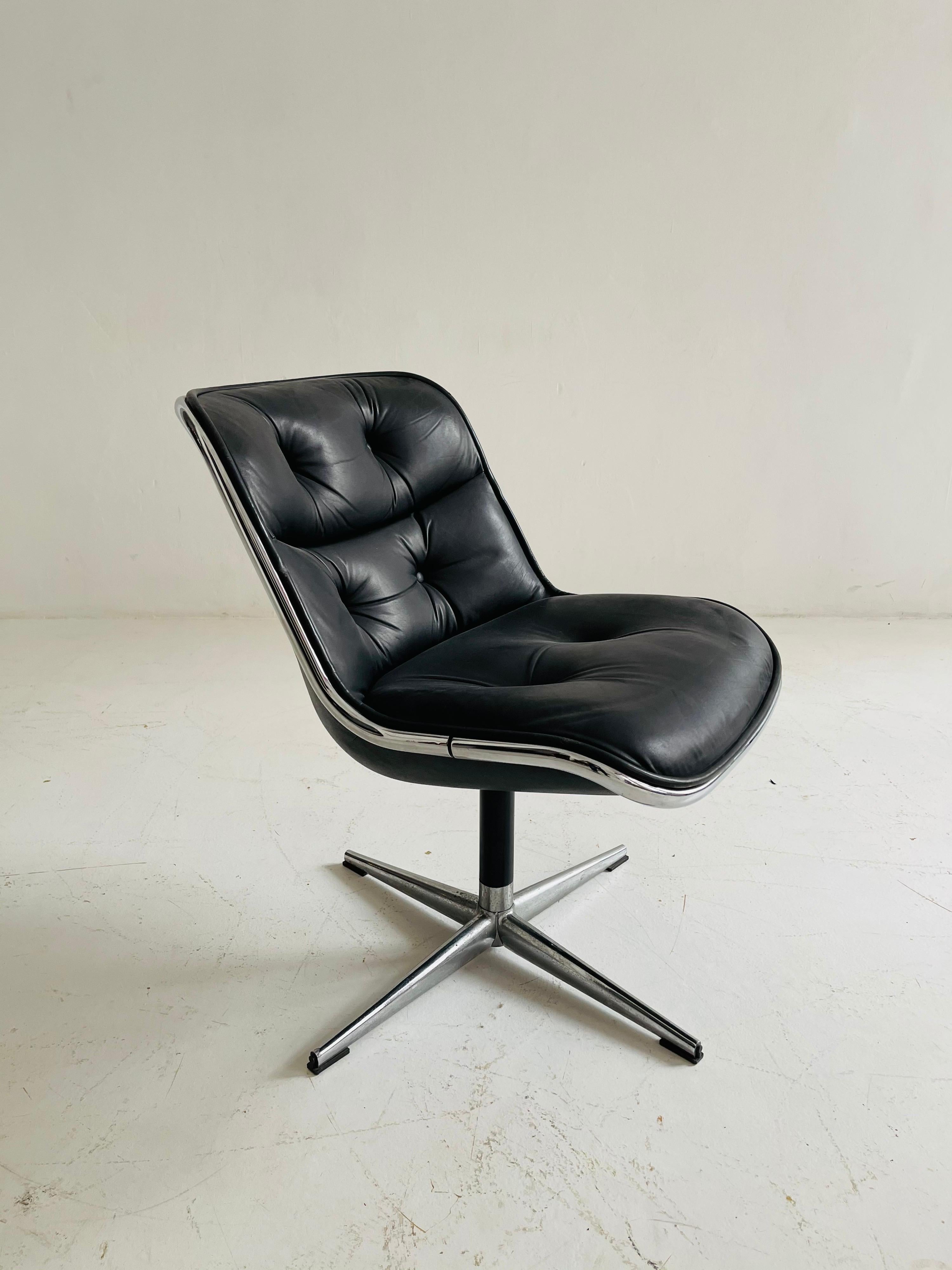 Pollack Executive Chair by Charles Pollack for Knoll Set of Six Leather, 1960s For Sale 7