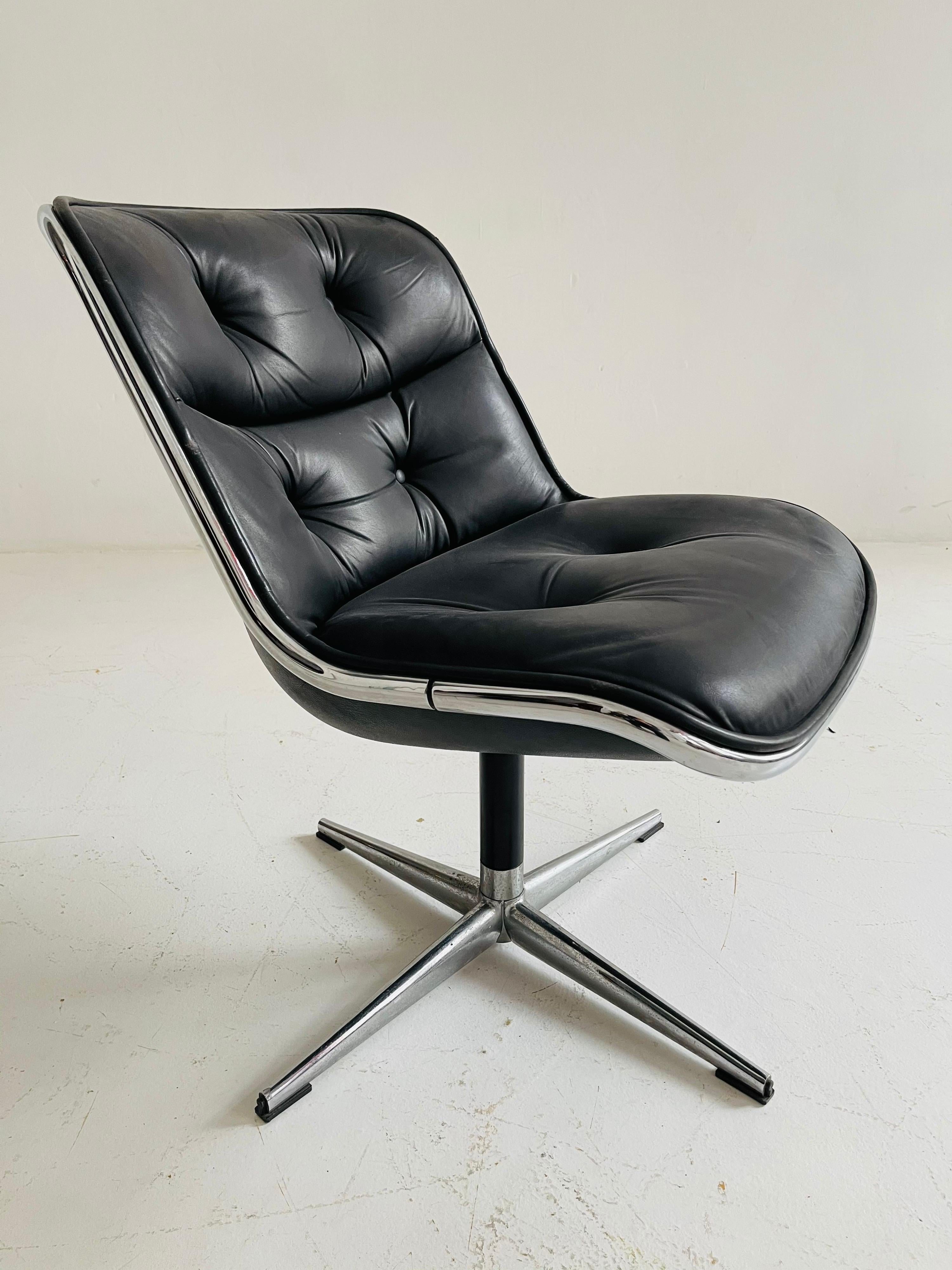 Pollack Executive Chair by Charles Pollack for Knoll Set of Six Leather, 1960s For Sale 8