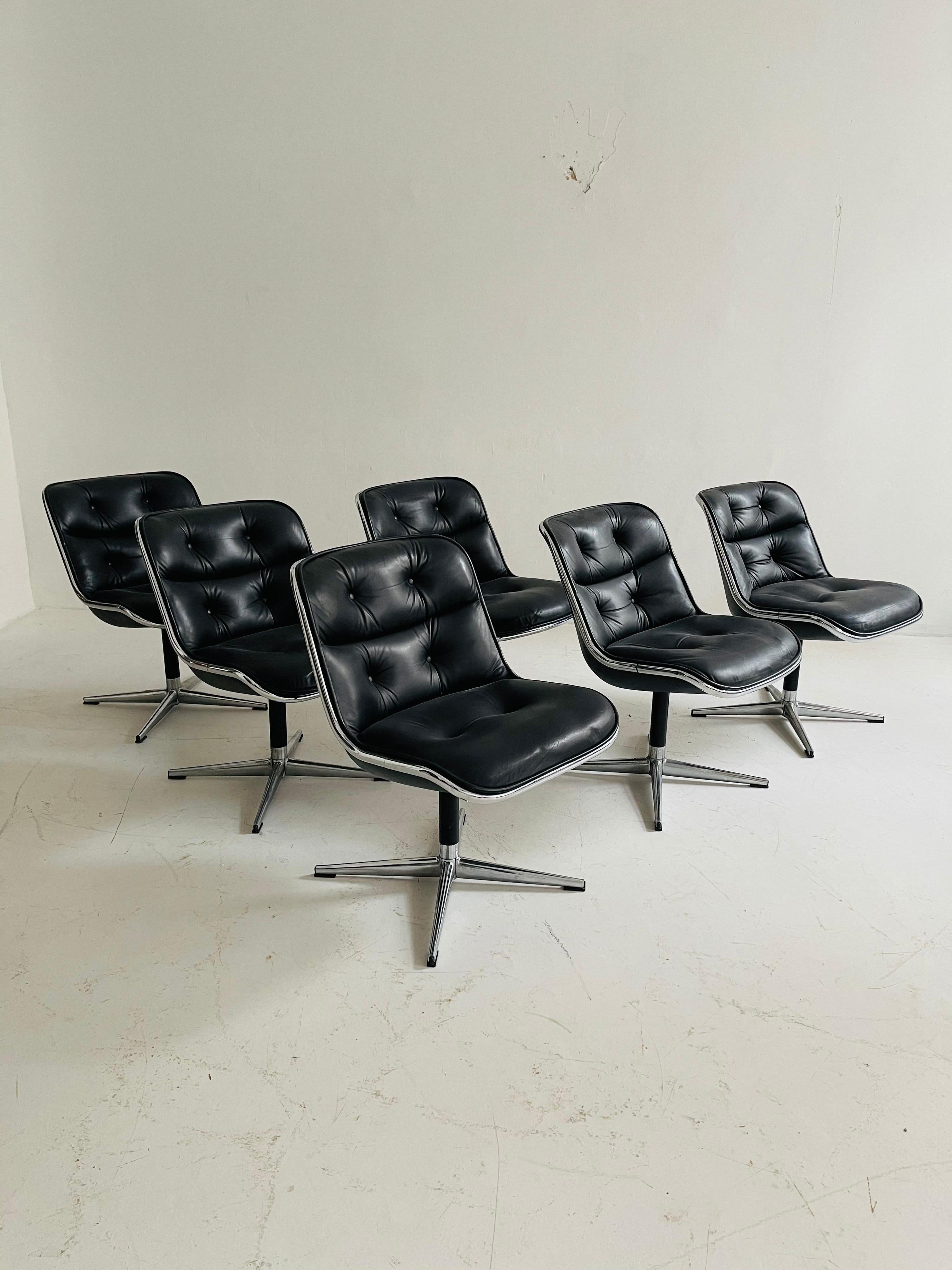 Pollack Executive Chair by Charles Pollack for Knoll Set of Six Leather, 1960s For Sale 9