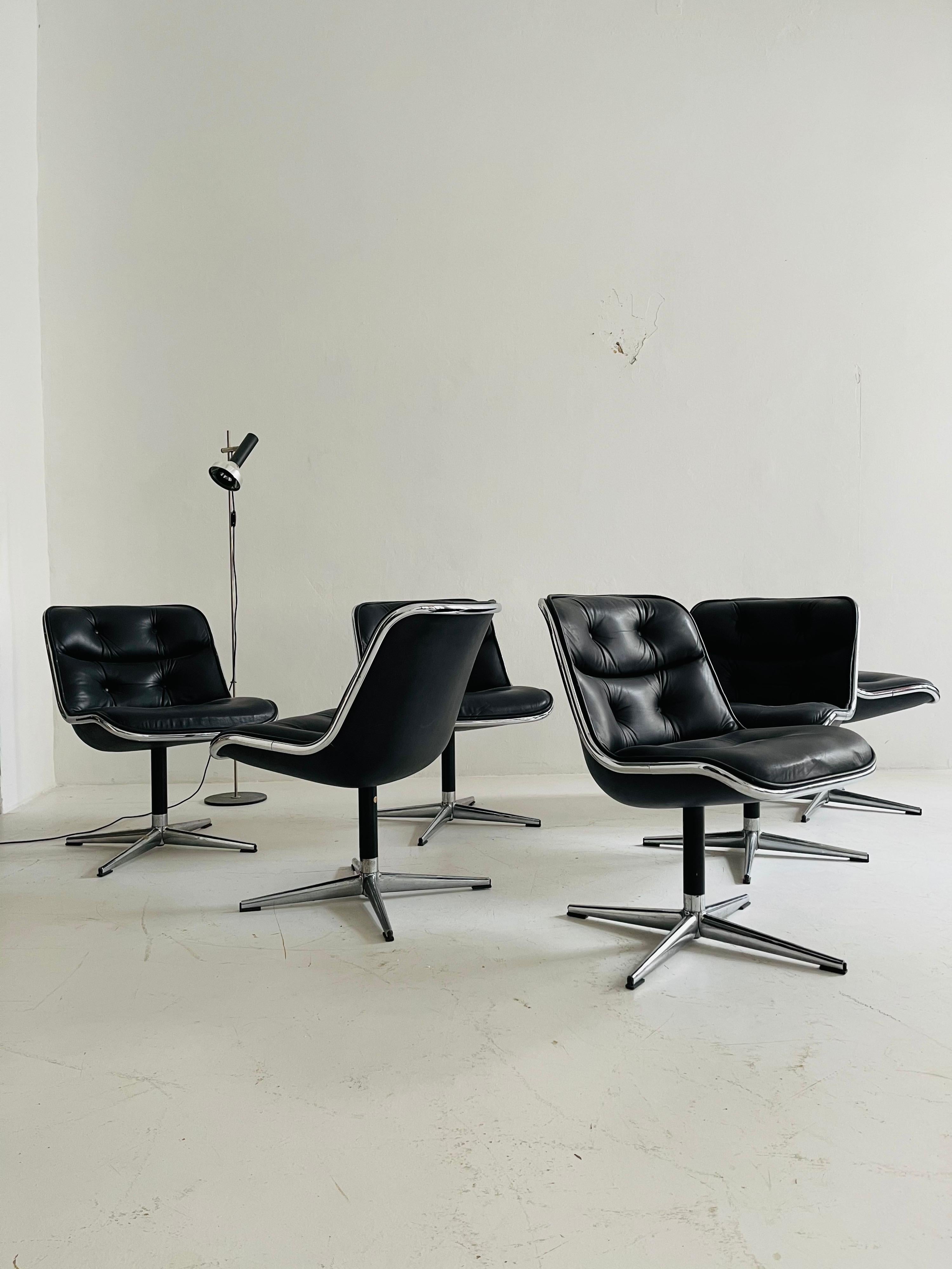 Pollack Executive Chair by Charles Pollack for Knoll Set of Six Leather, 1960s For Sale 10