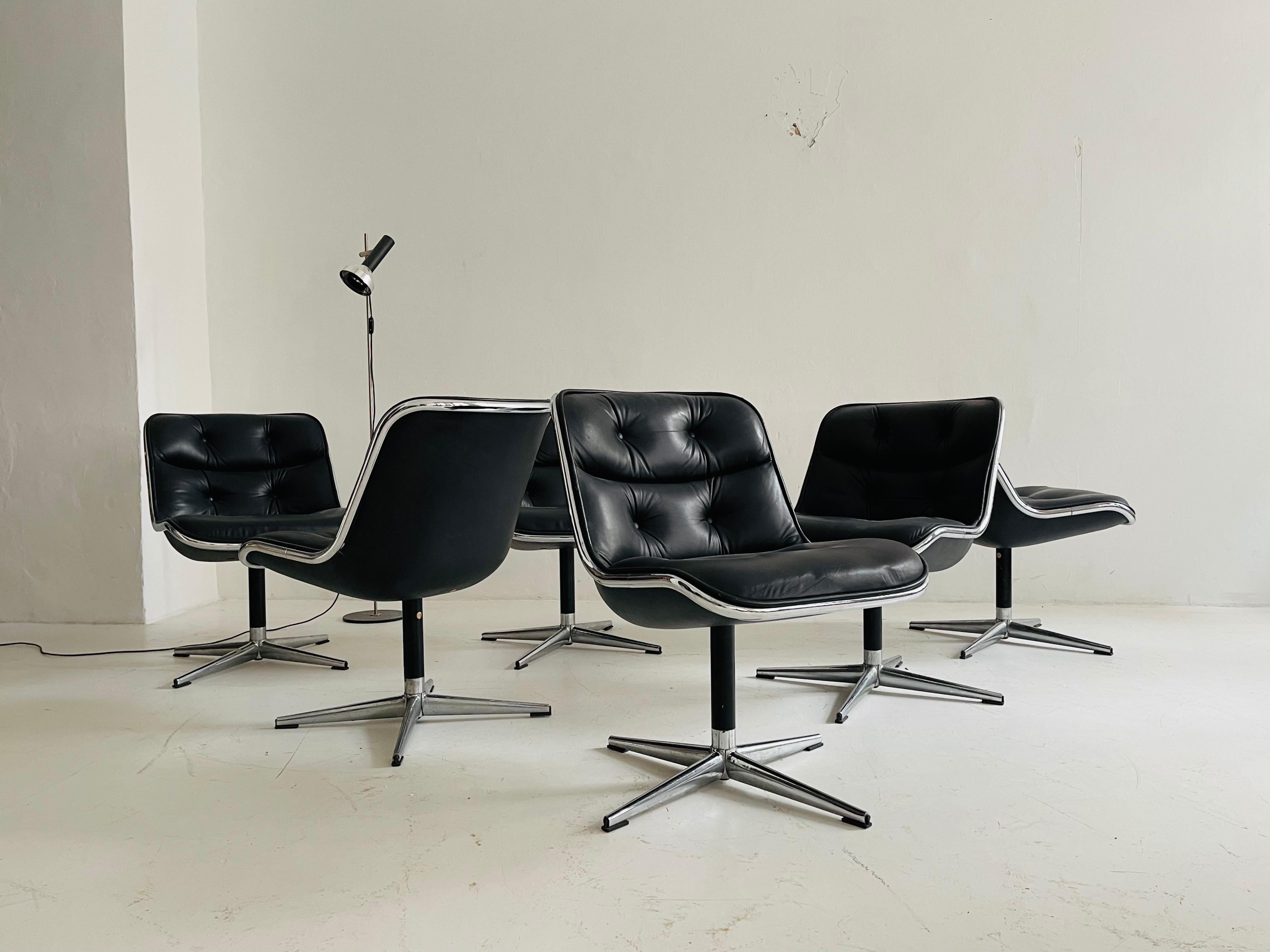 Pollack Executive Chair by Charles Pollack for Knoll Set of Six Leather, 1960s For Sale 11
