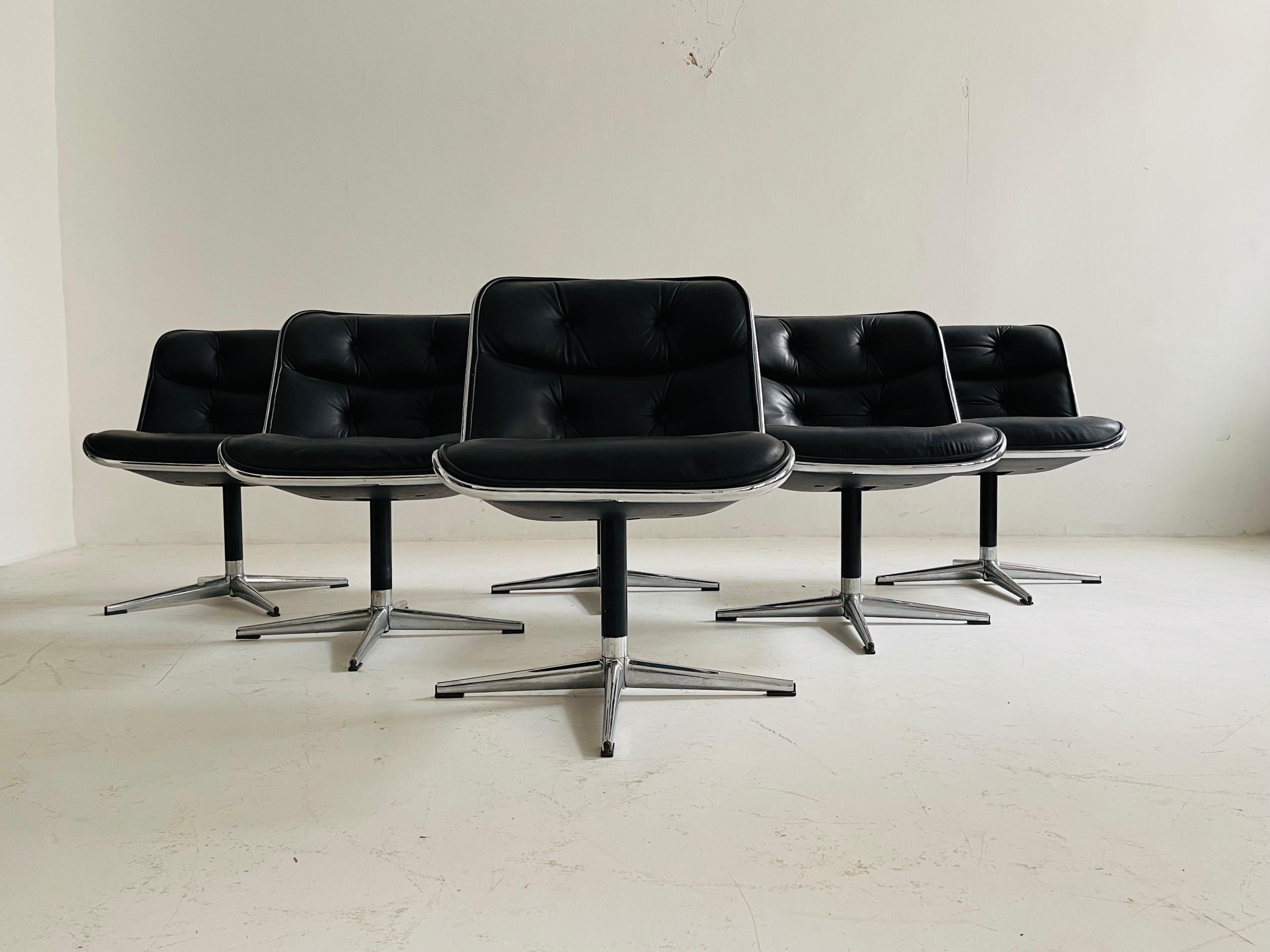 Pollack Executive Chair by Charles Pollack for Knoll Set of Six Leather, 1960s For Sale 12
