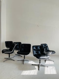 Pollack Executive Chair by Charles Pollack for Knoll Set of Six Leather, 1960s